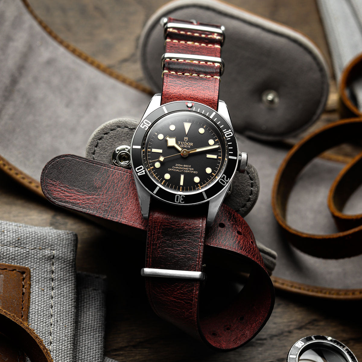 1973 British Military Watch Strap: OXFORD - Vintage Red - additional image 1