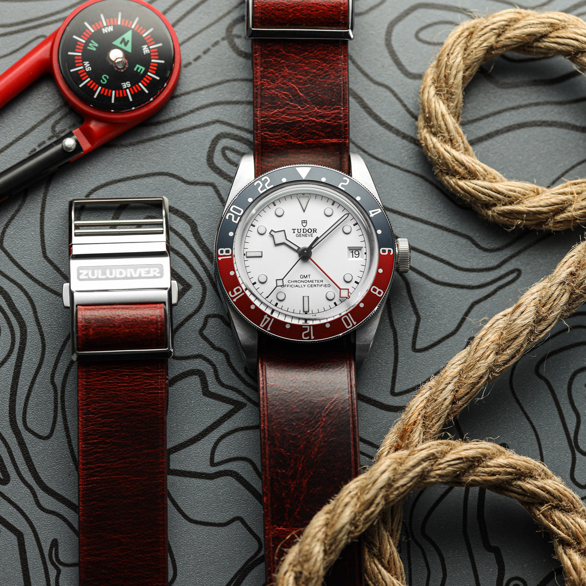 ADDITIONAL - Oxford Leather OctoPod Watch Strap - Vintage Red