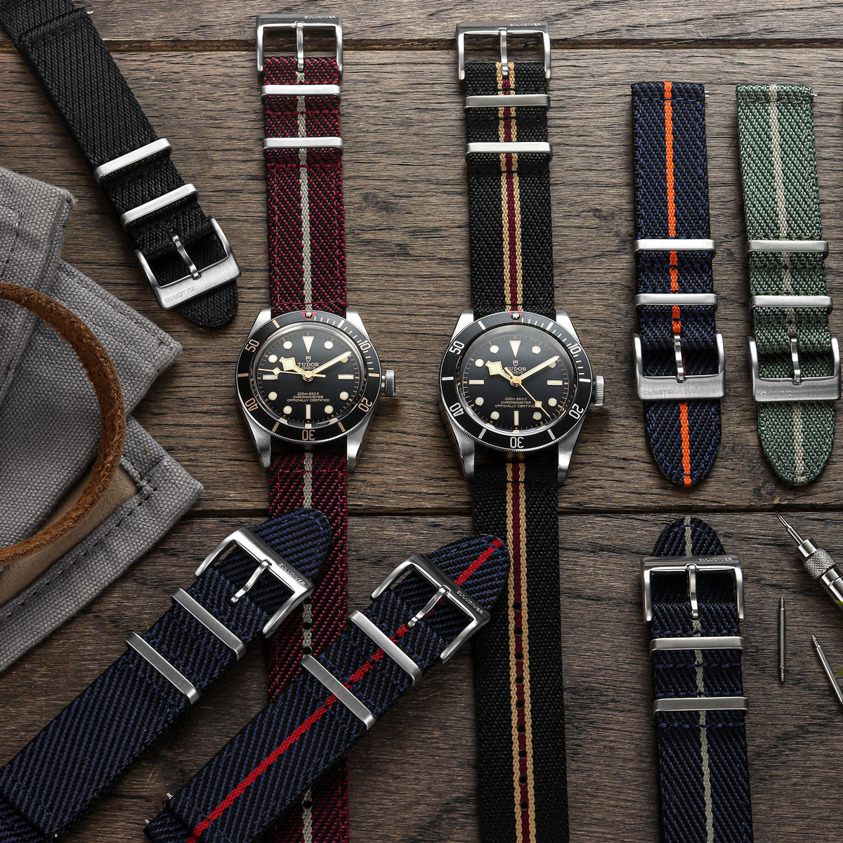 Seasalter Military Nylon Watch Strap Blue Red ZULUDIVER