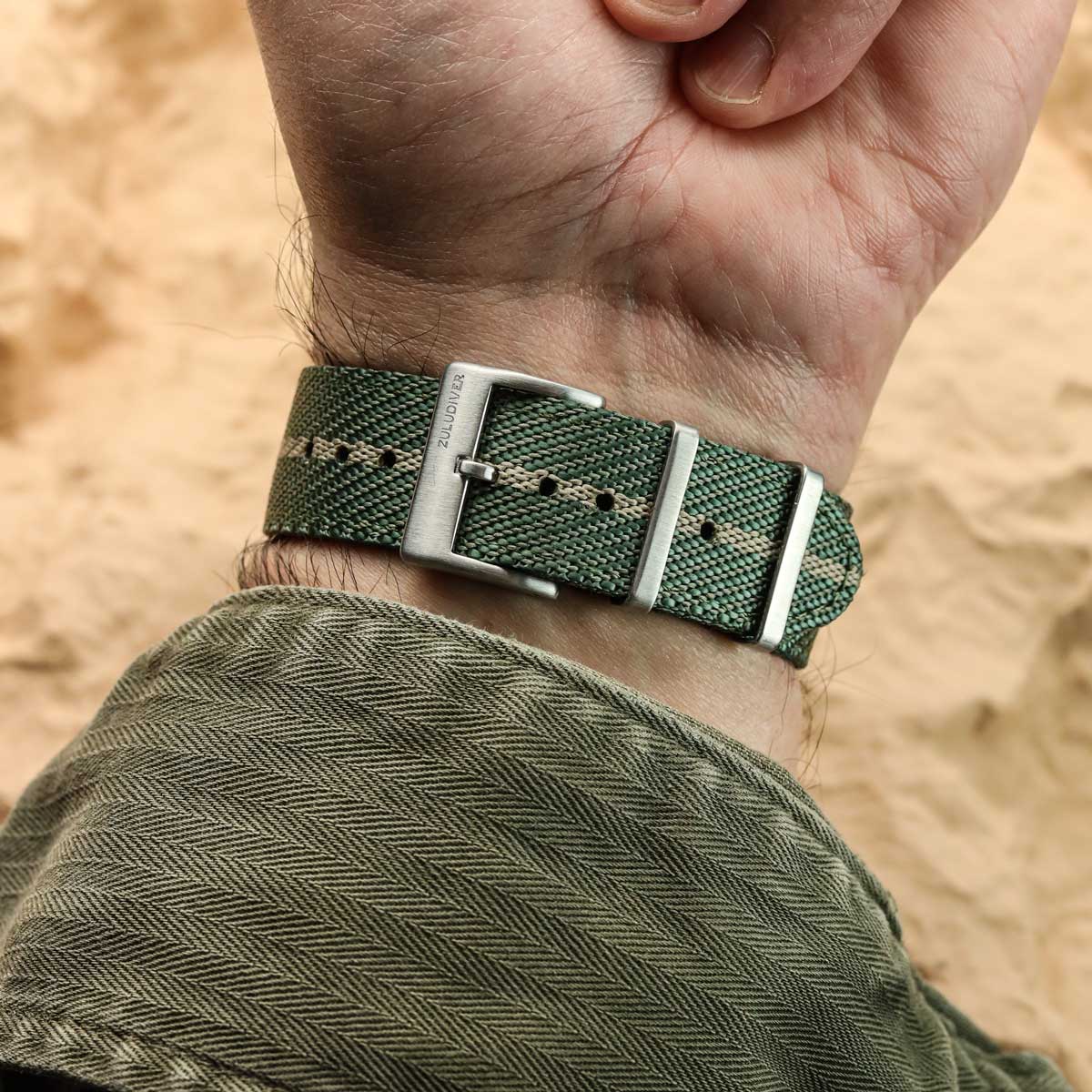 Seasalter Military Nylon Watch Strap - Teal/Beige
