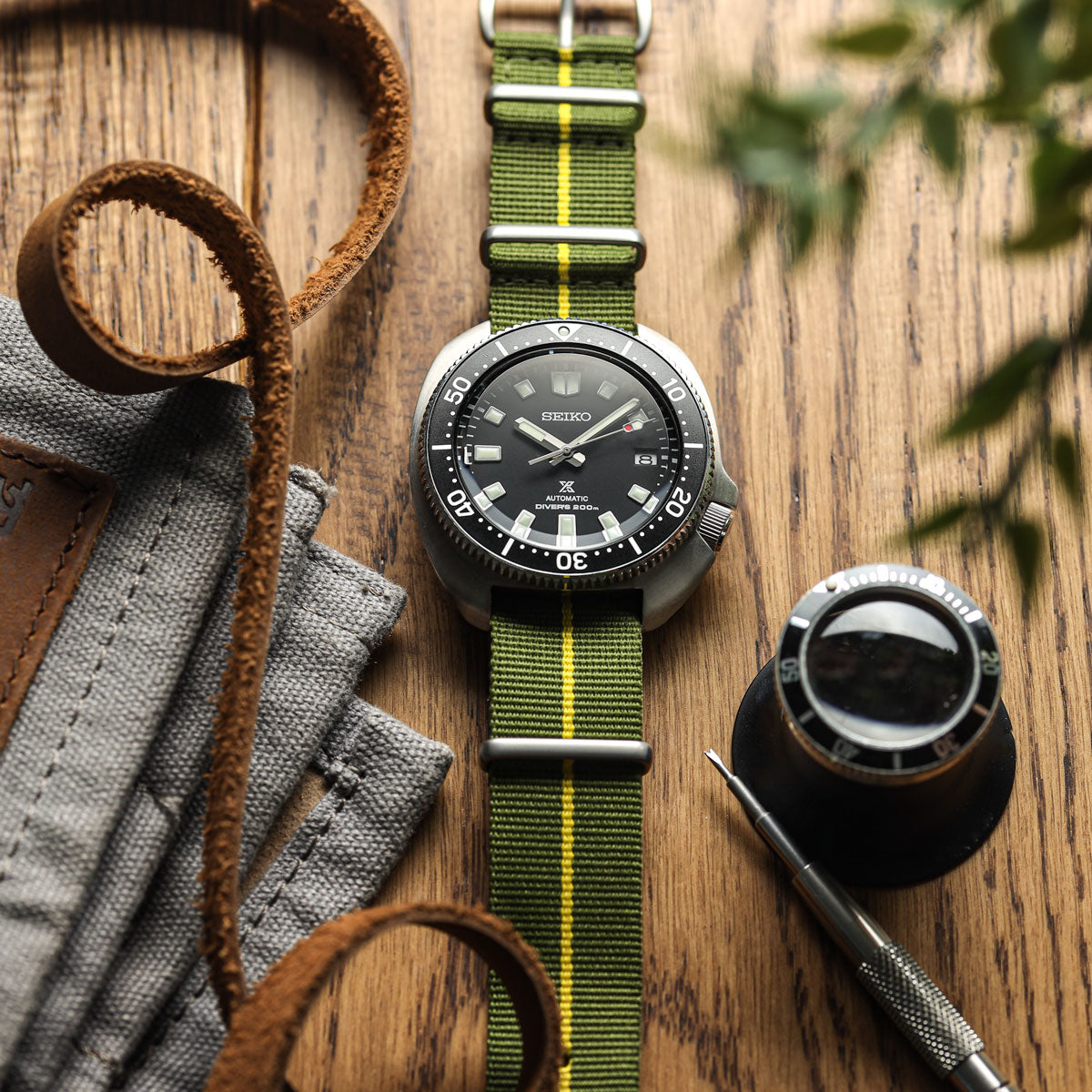 1973 British Military Watch Strap: CADET Marine Nationale - Blue, Red Stripe