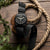 Military NATO nylon watch strap, colour black, with IP black finish hardware
