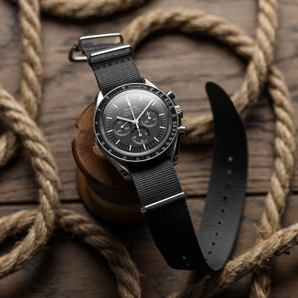 1973 British Military Watch Strap: CADET - Admiralty Grey, Polished - additional image 1