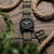 Military nylon NATO watch strap, colour desert sand, with IP Black finish hardware
