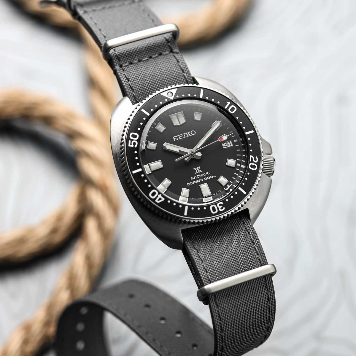1973 British Military Cyclone Sailcloth Watch Strap - Admiralty Grey
