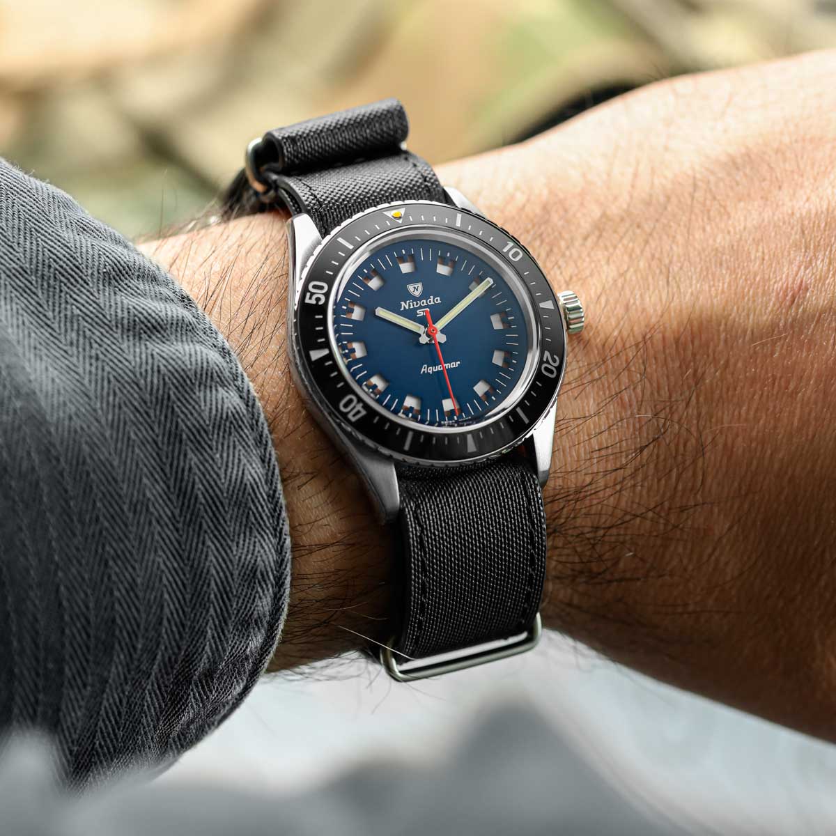 1973 British Military Cyclone Sailcloth Watch Strap - Pirate Black