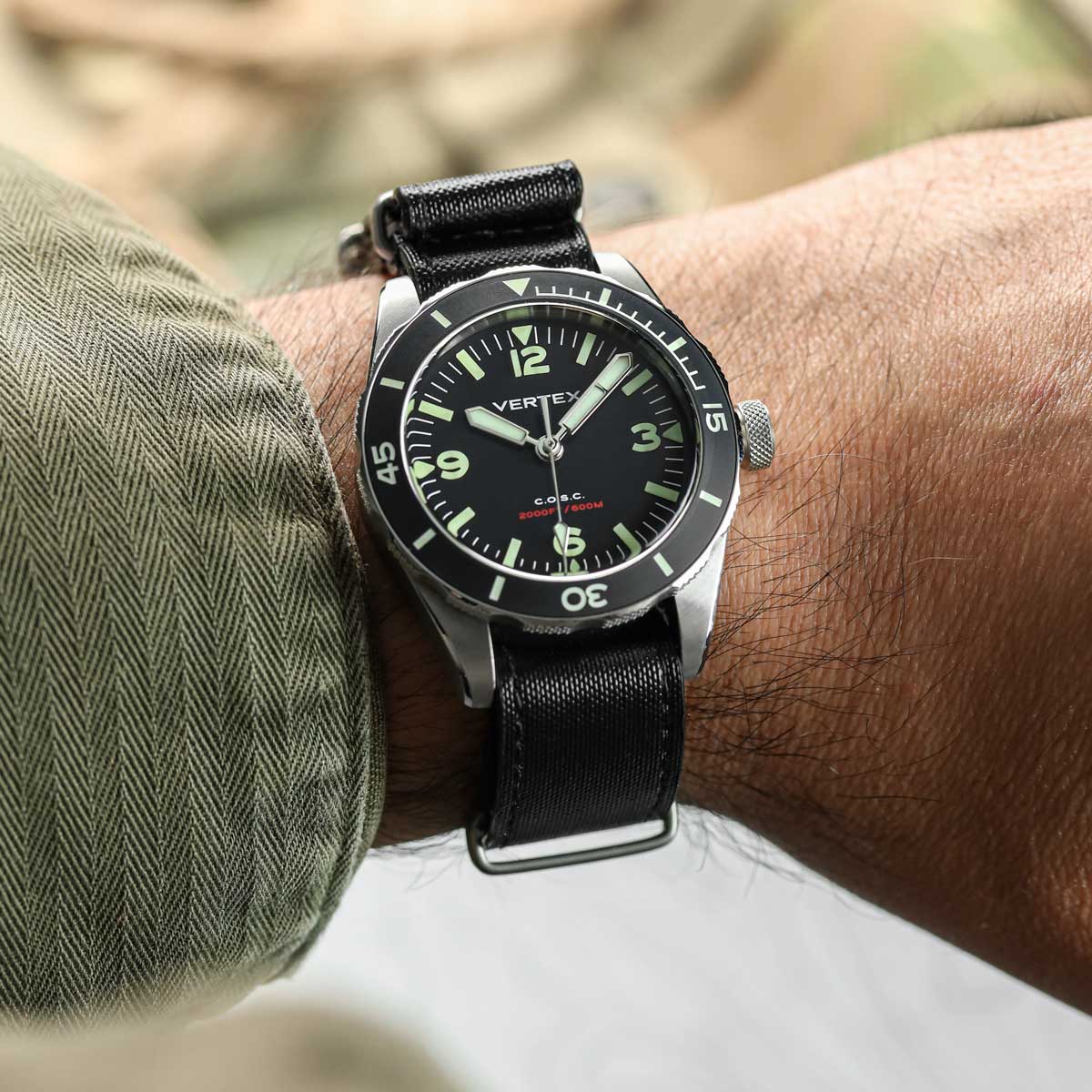 1973 British Military Cyclone Sailcloth Watch Strap - Pirate Black
