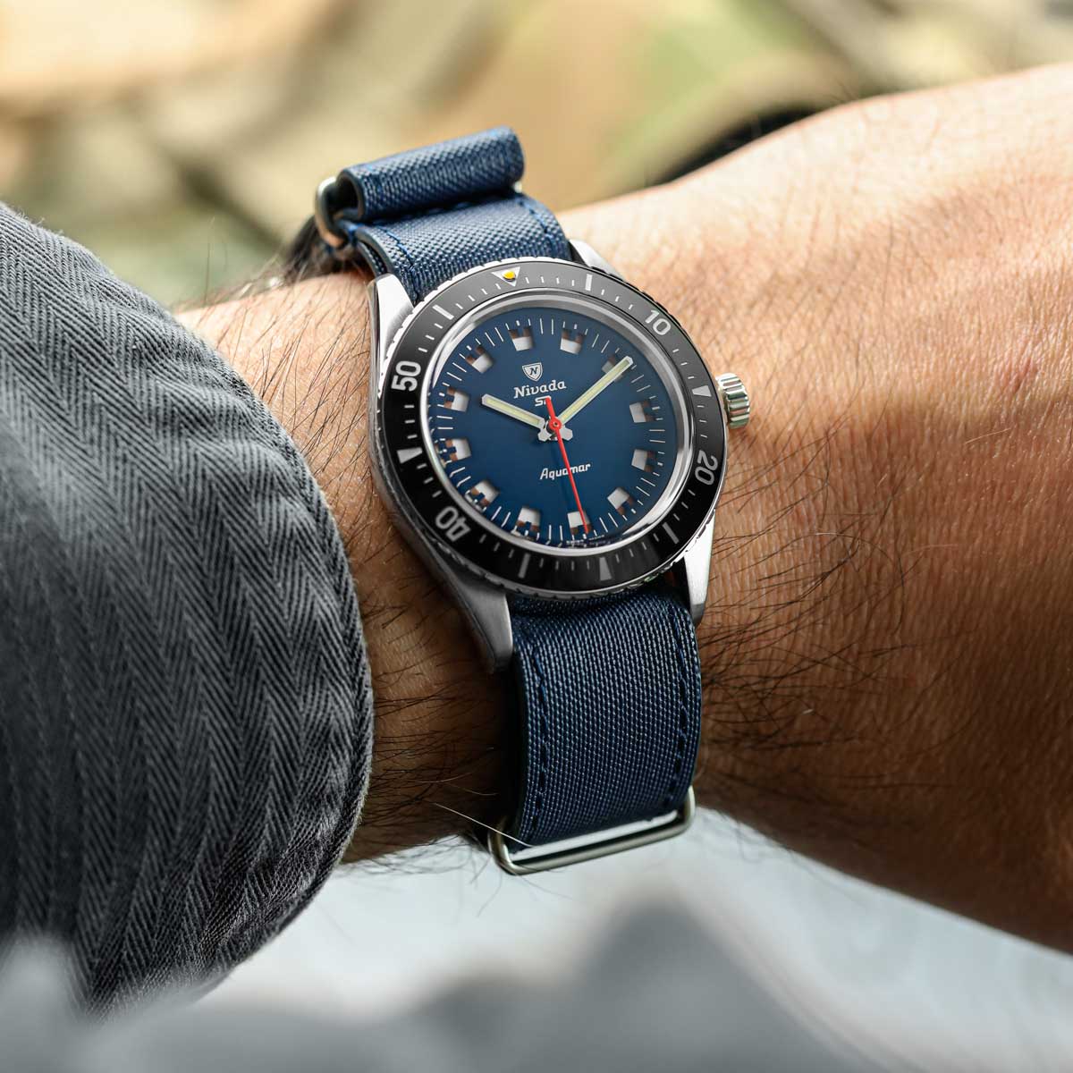 1973 British Military Cyclone Sailcloth Watch Strap - Ocean Blue