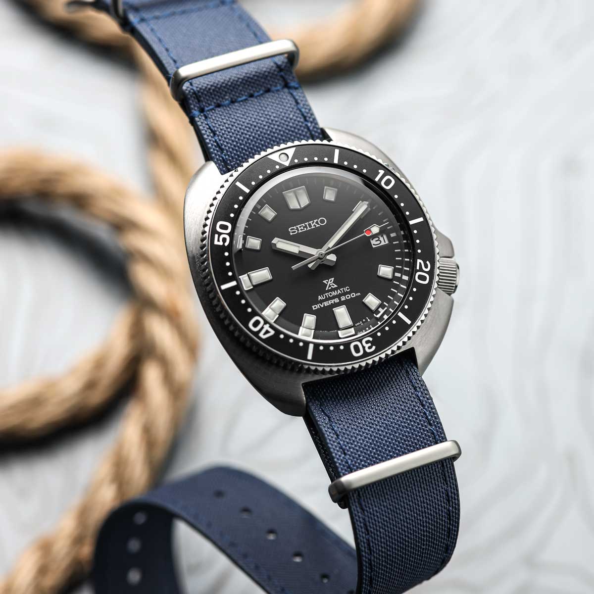 1973 British Military Cyclone Sailcloth Watch Strap - Ocean Blue
