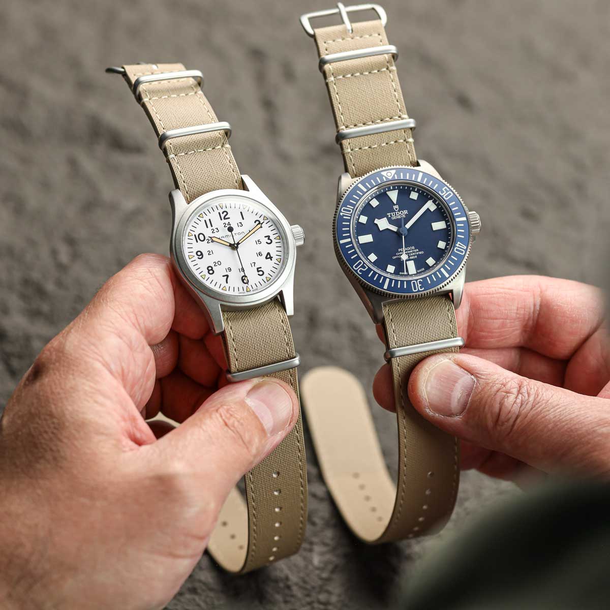 1973 British Military Cyclone Sailcloth Watch Strap - Desert Sand