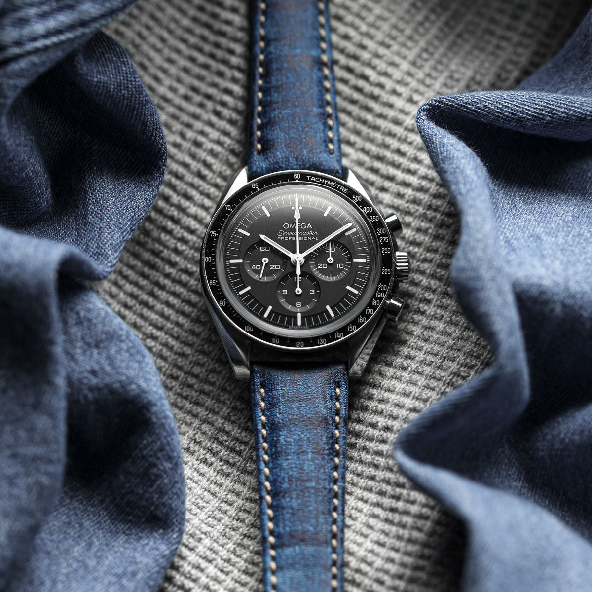 Nevada Denim Leather Watch Strap