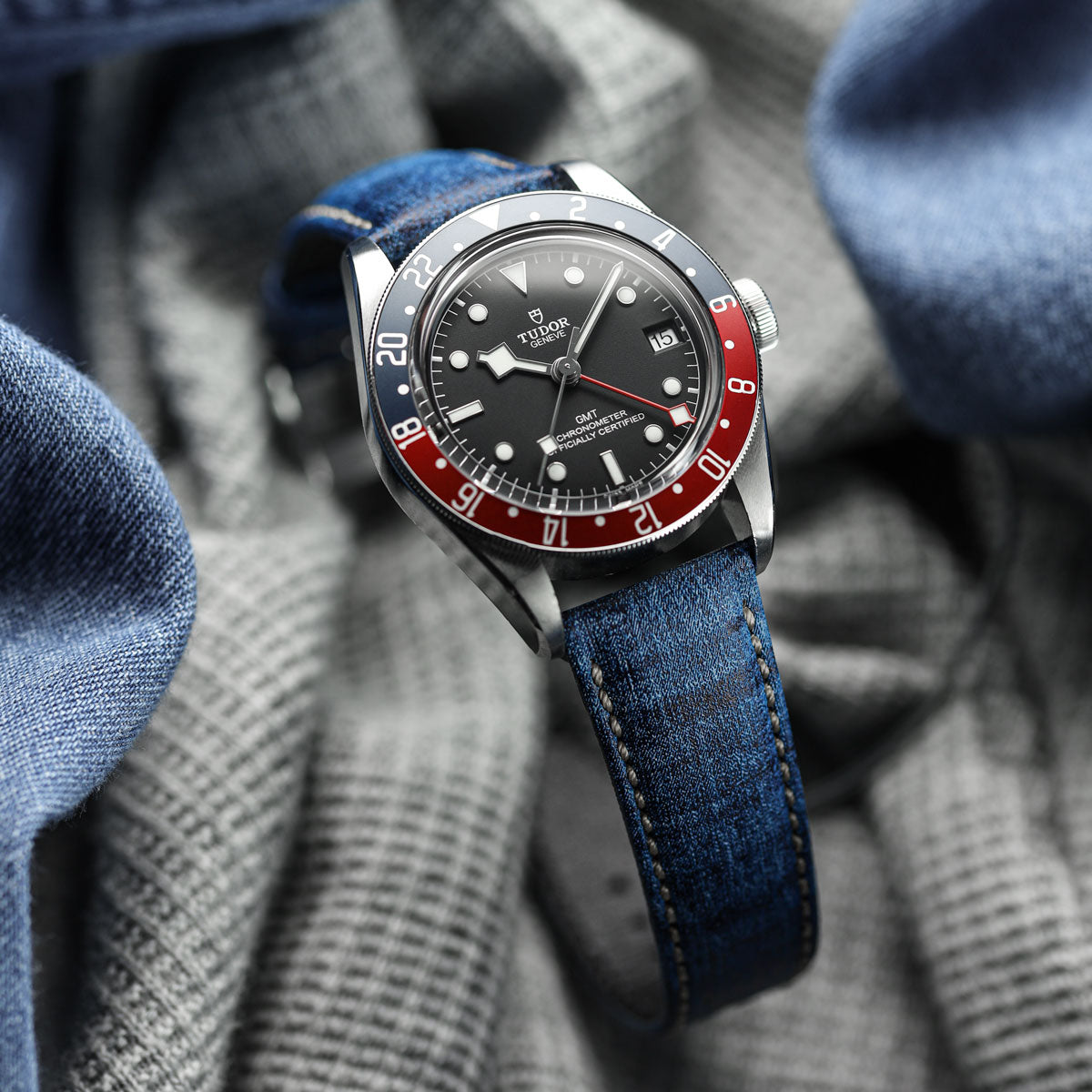 Nevada Denim Leather Watch Strap