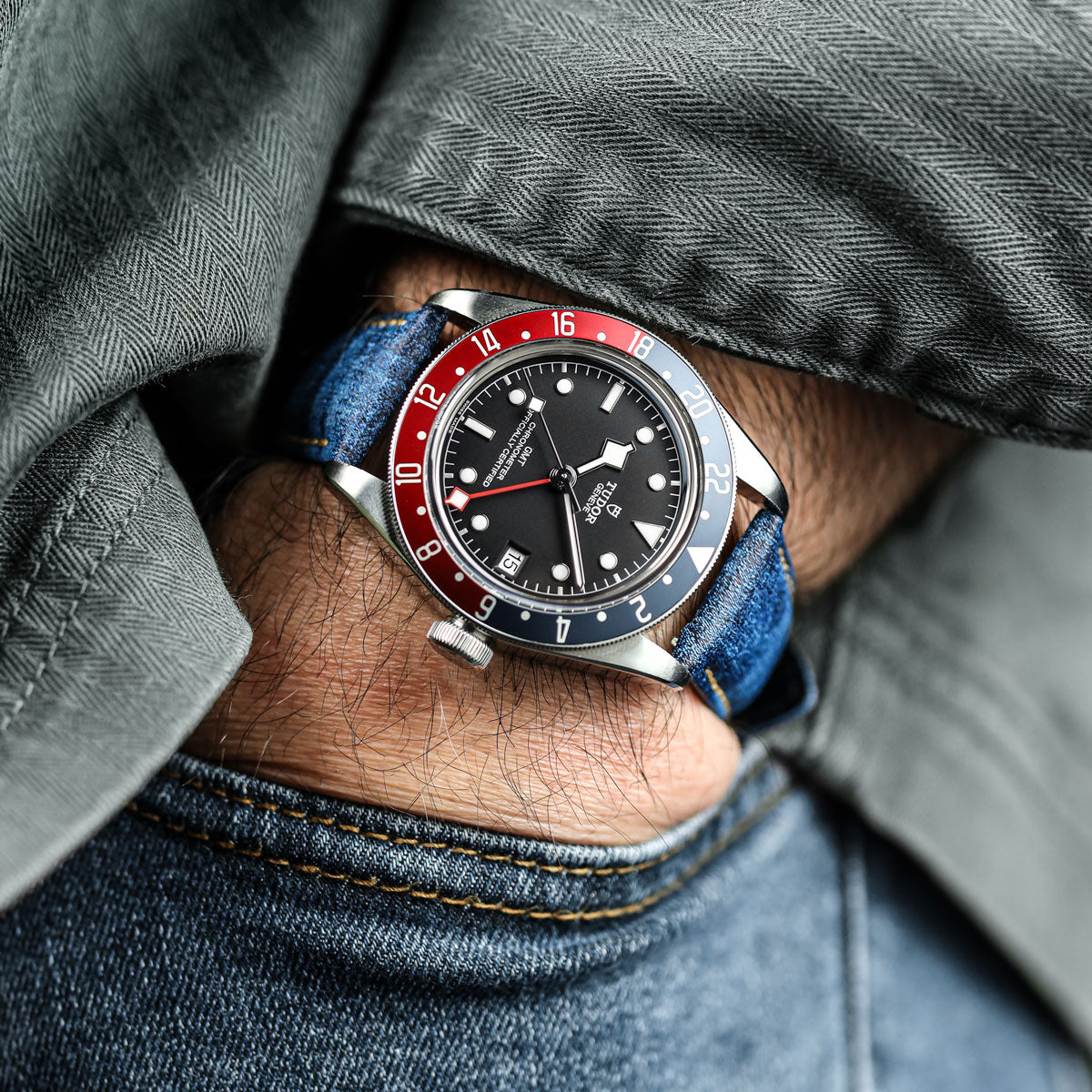 Nevada Denim Leather Watch Strap