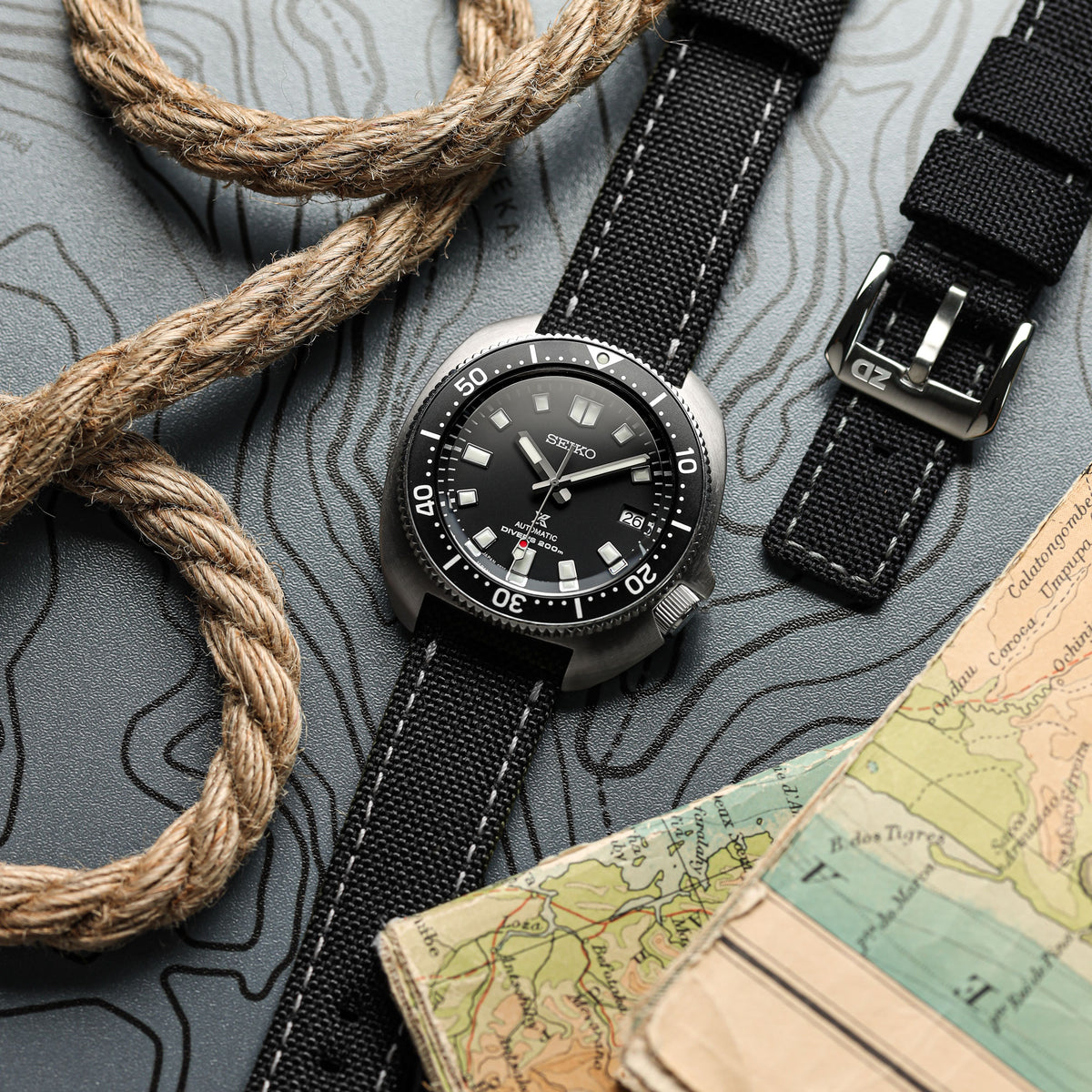 Cordura Sailcloth Watch Strap Carbon Black ZULUDIVER