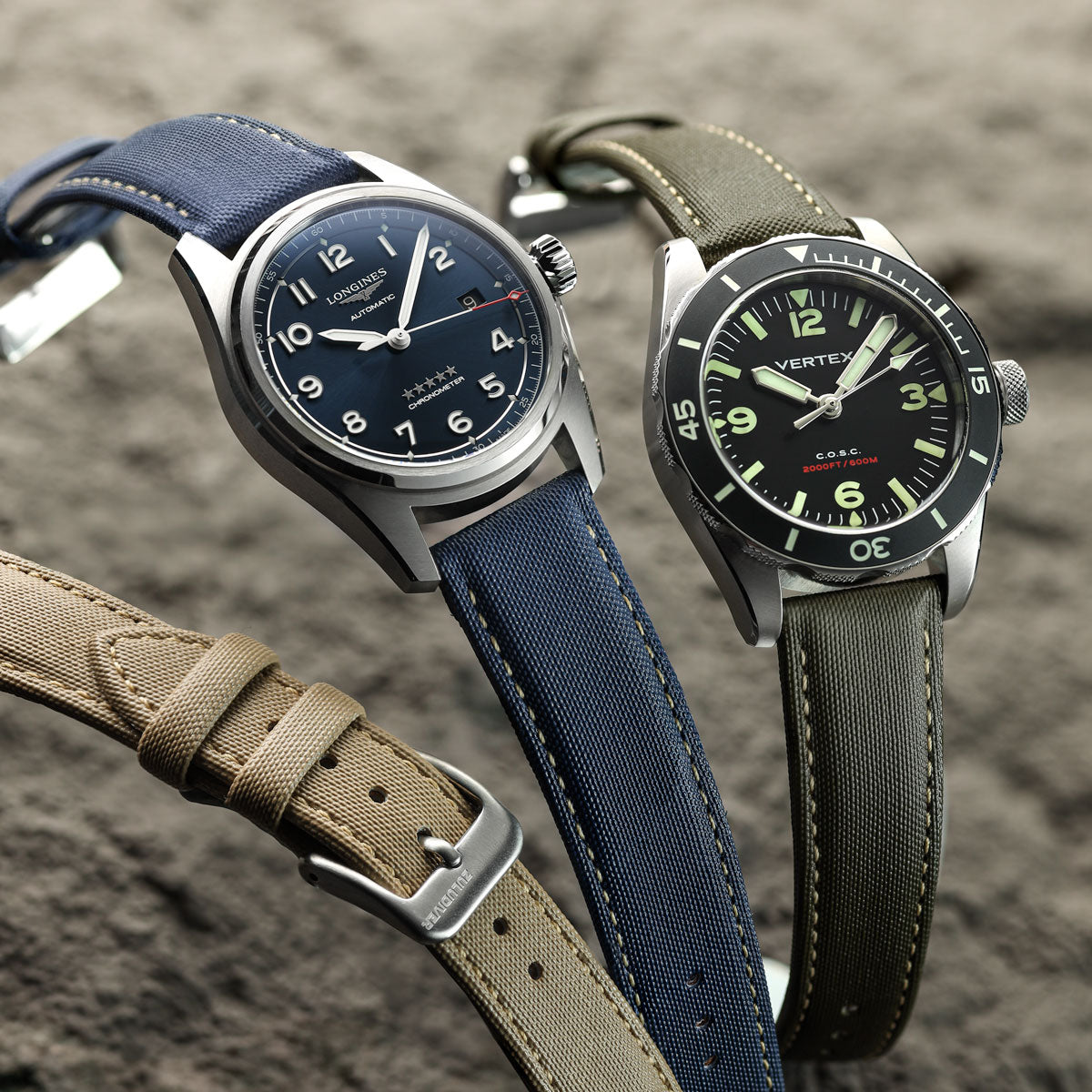 Mayday Regatta Sailcloth Divers Watch Strap - Pirate Black