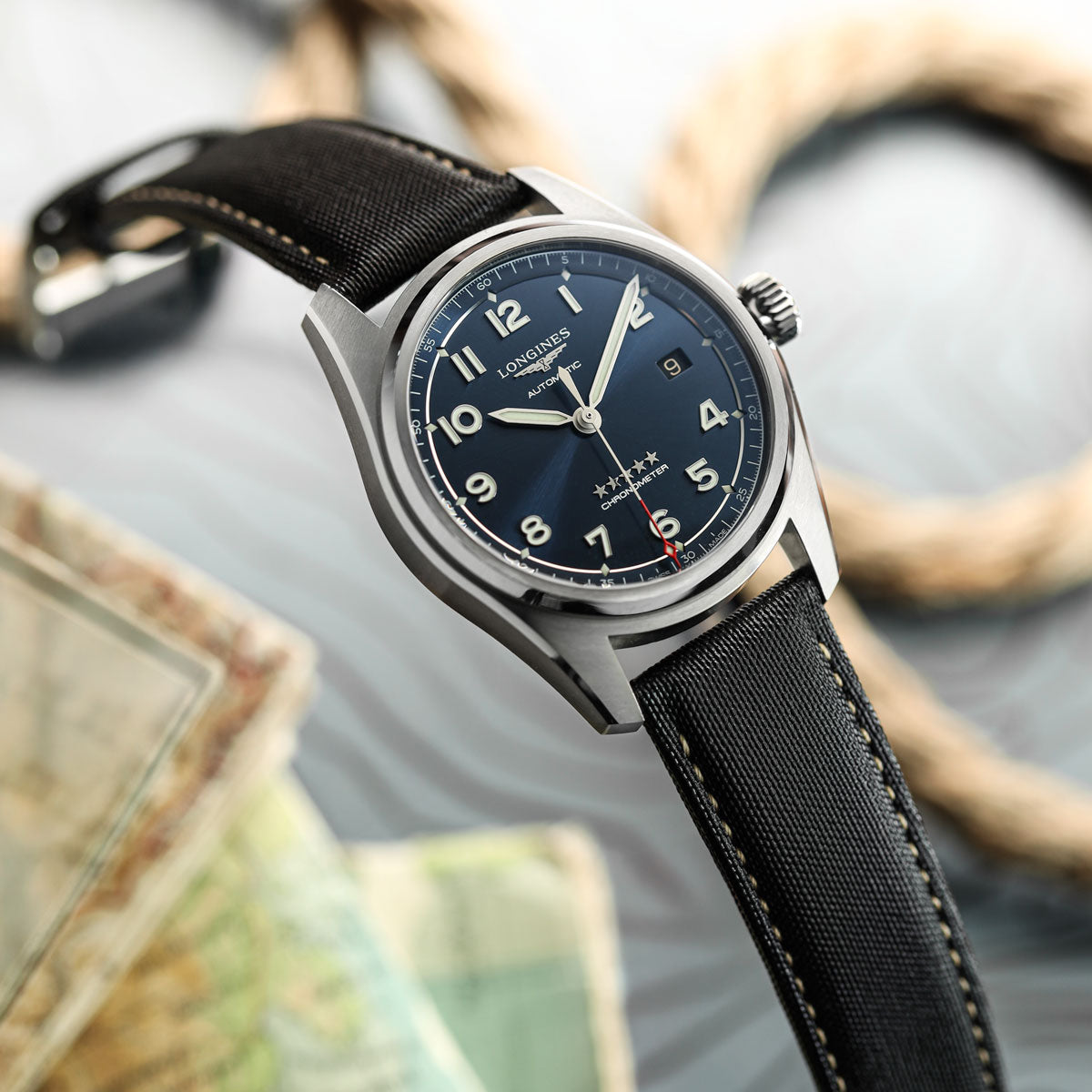 Mayday Regatta Sailcloth Divers Watch Strap - Pirate Black