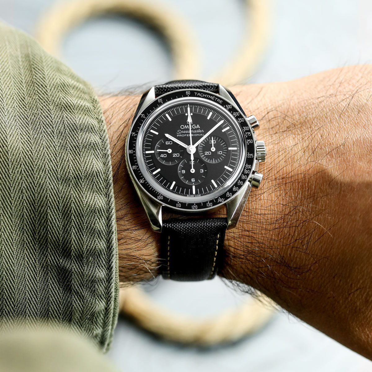 Mayday Regatta Sailcloth Divers Watch Strap - Pirate Black