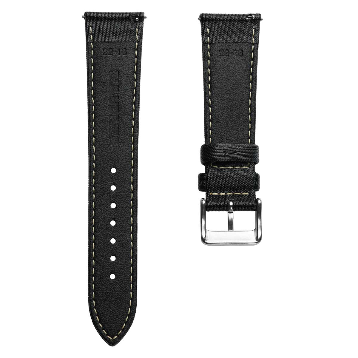 Mayday Regatta Sailcloth Divers Watch Strap - Pirate Black