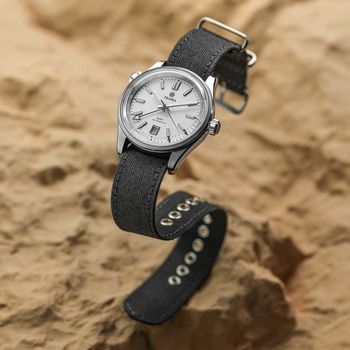 1973 British Military Watch Strap: WARRIOR CANVAS - Charcoal Black