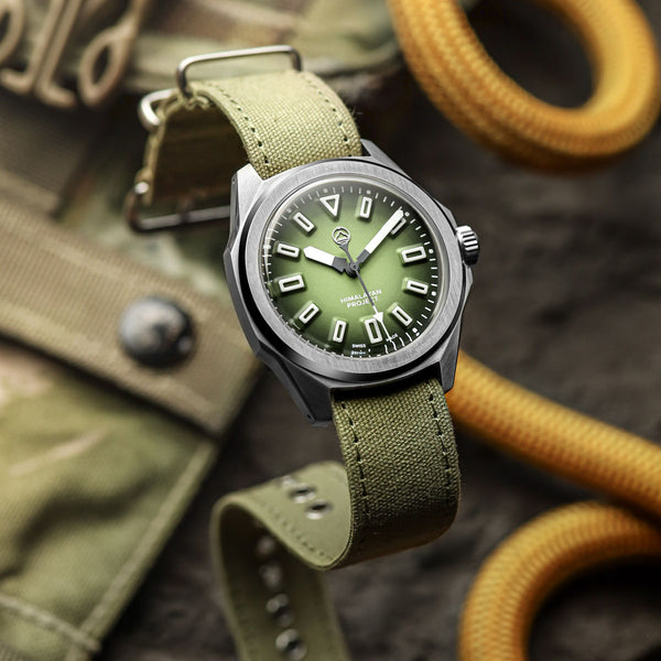 1973 British Military Watch Strap: WARRIOR CANVAS - Army Green