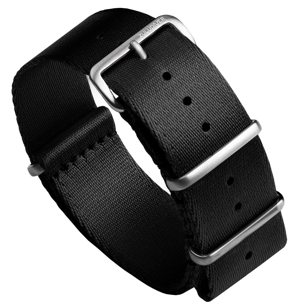 Omega style NATO Watch Straps, nylon seat belt, black colours, white background image