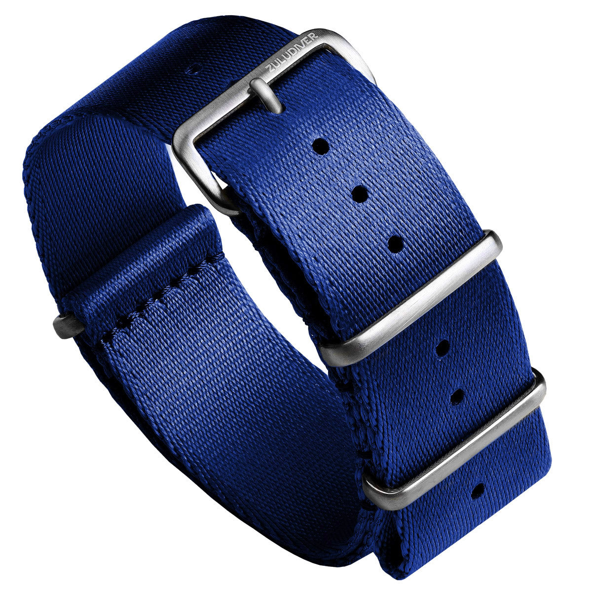 Omega style NATO Watch Straps, nylon seat belt, blue colours, white background image