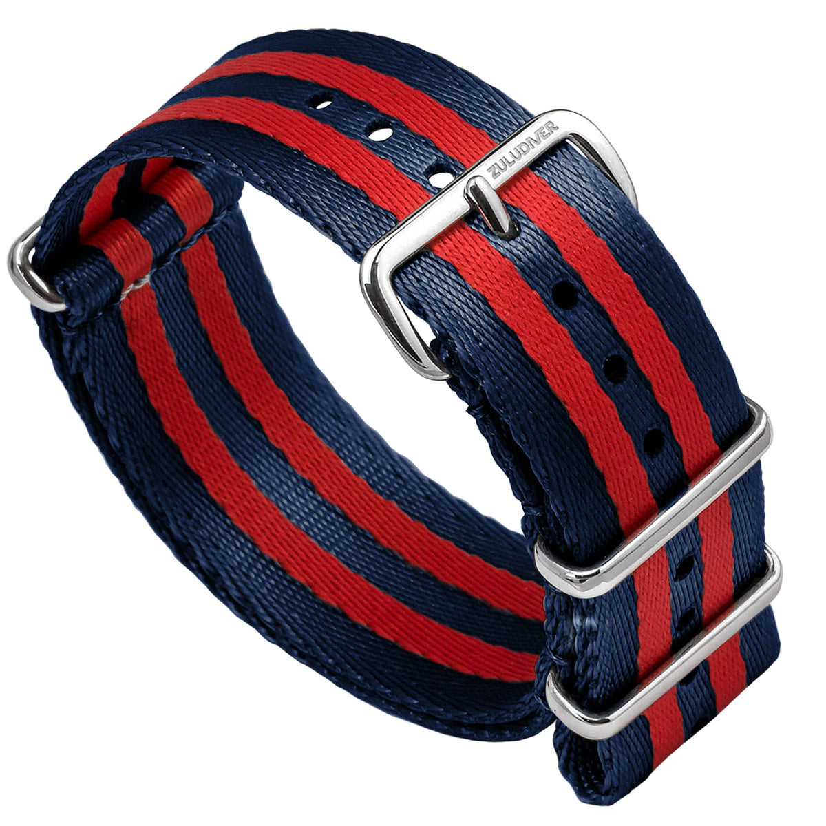 1973 British Military Watch Strap ARMOURED Navy Blue Red Polished ZULUDIVER