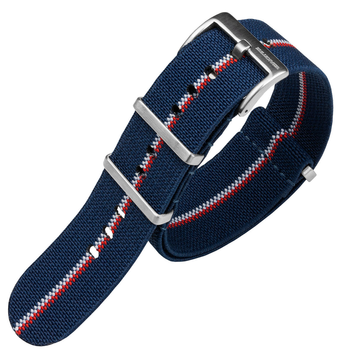 1973 British Military Watch Strap: AIRBORNE Elastic - Navy / White / Red
