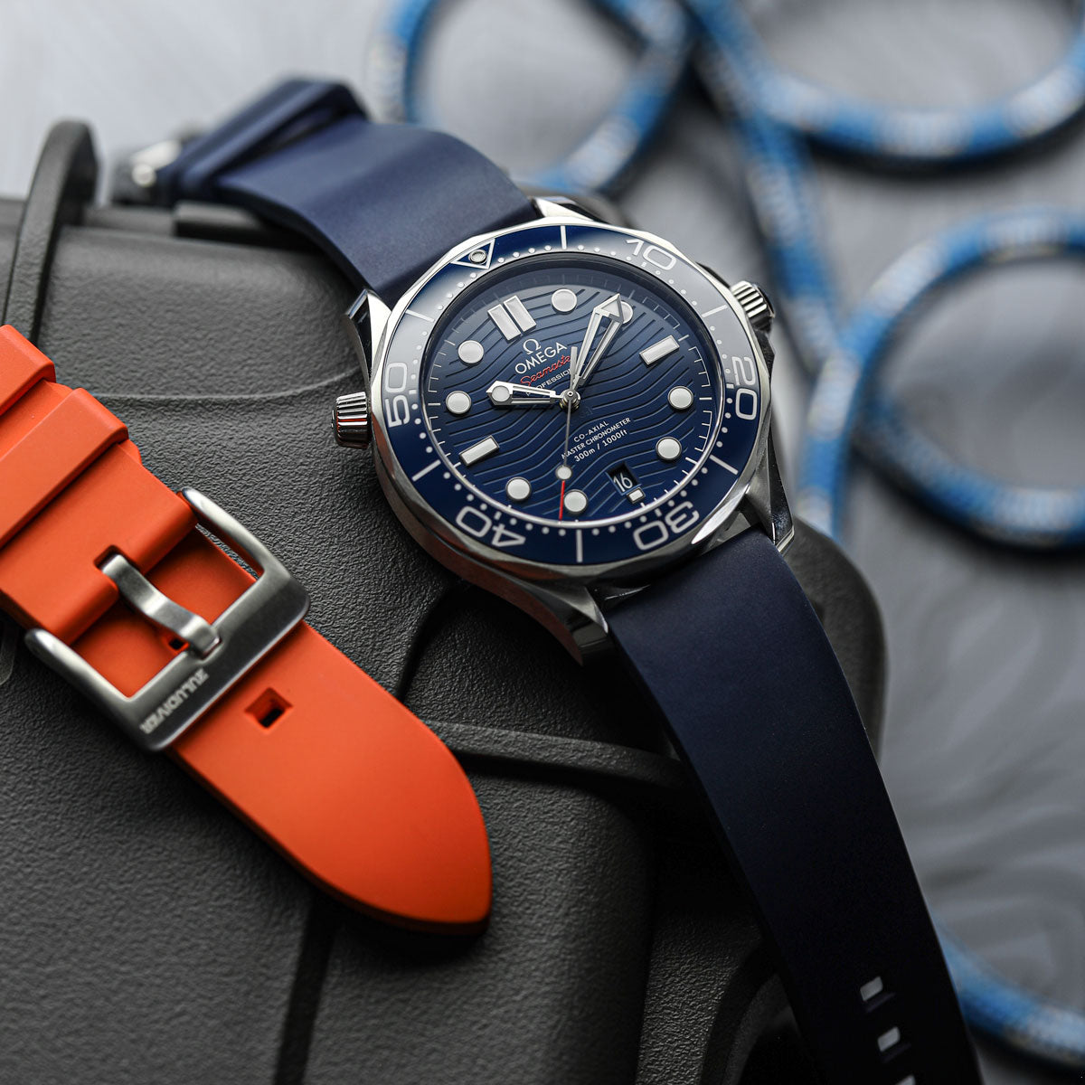Zennor Rubber Waterproof Watch Strap - Ocean Blue
