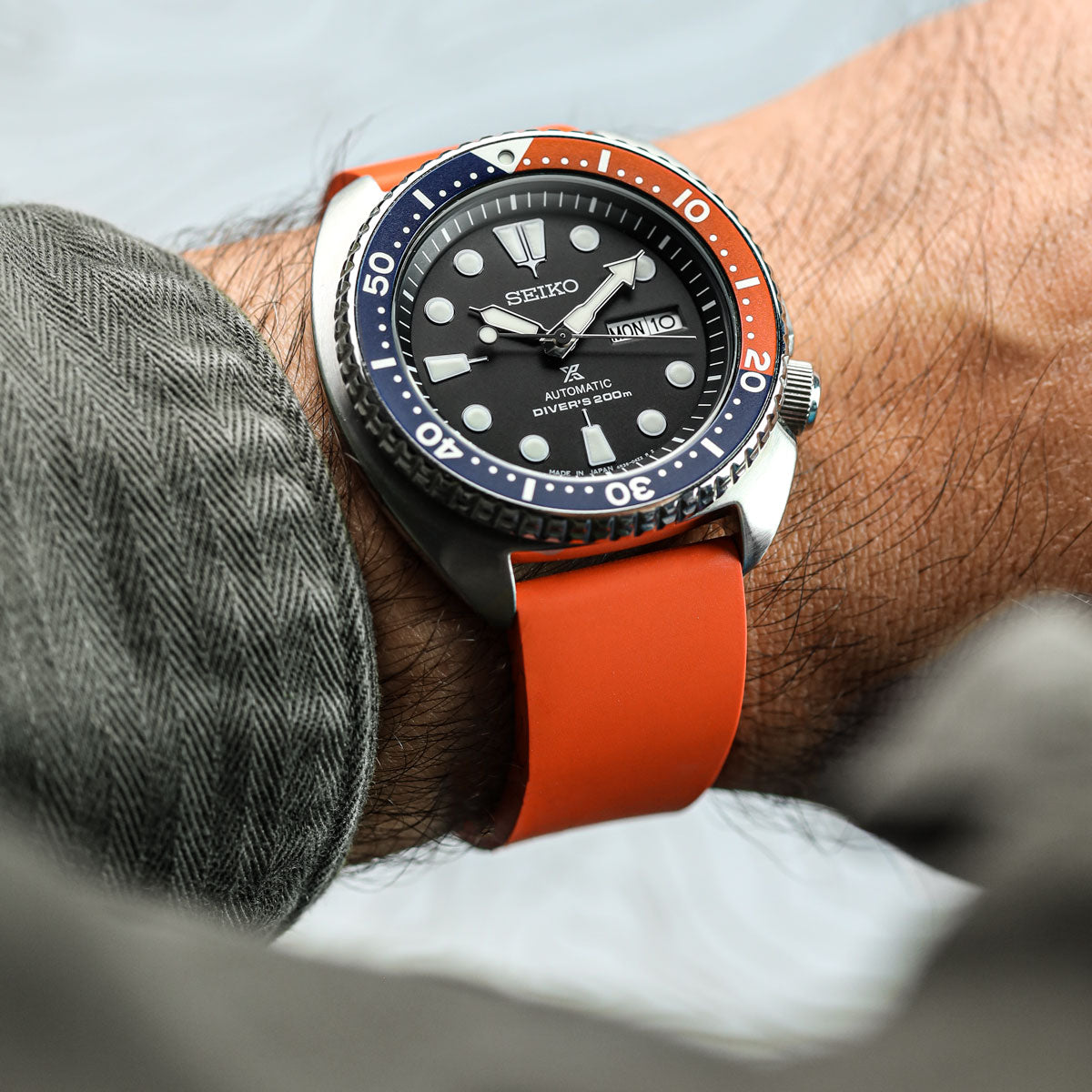 Zennor Rubber Waterproof Watch Strap - Sunset Orange