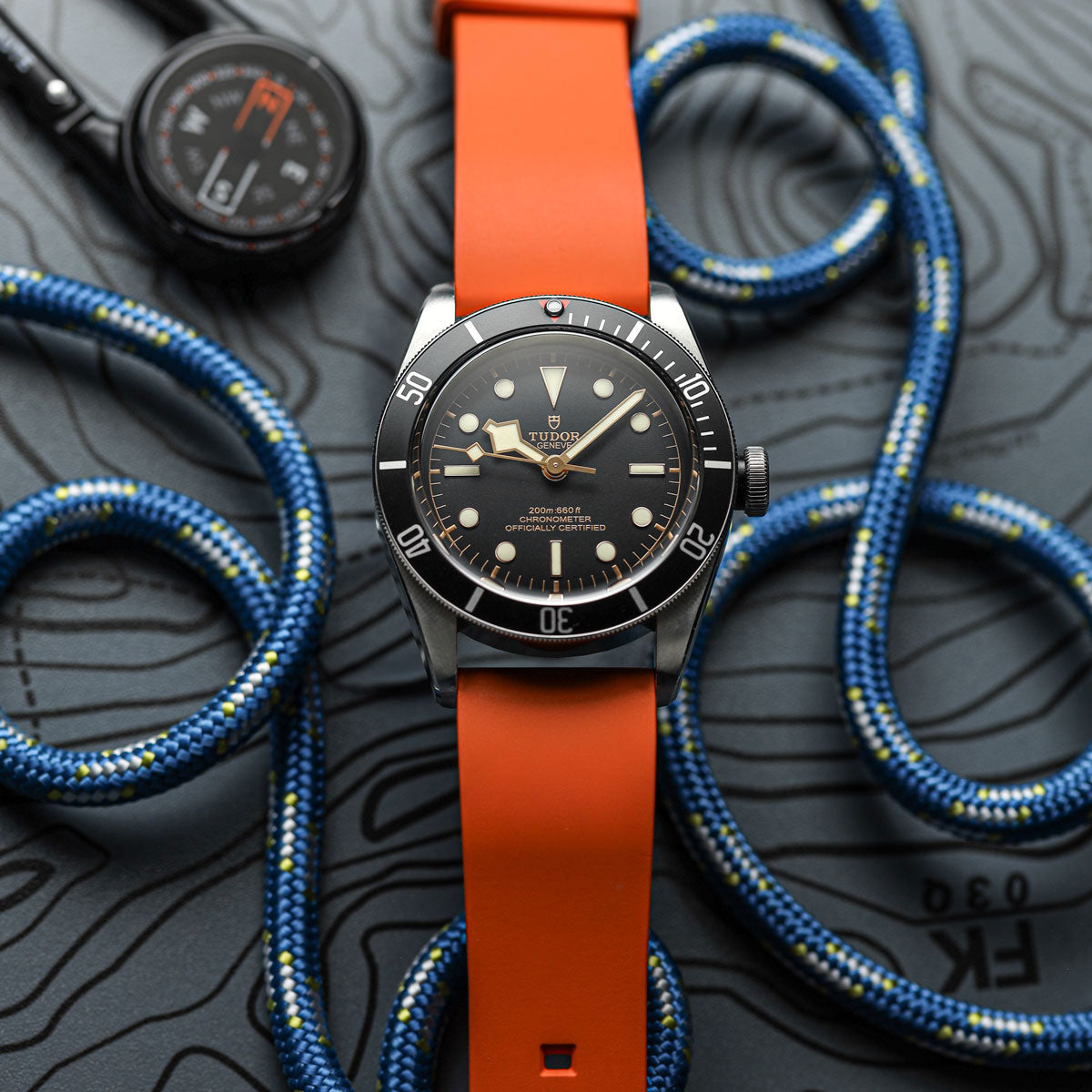 Zennor Rubber Waterproof Watch Strap - Sunset Orange