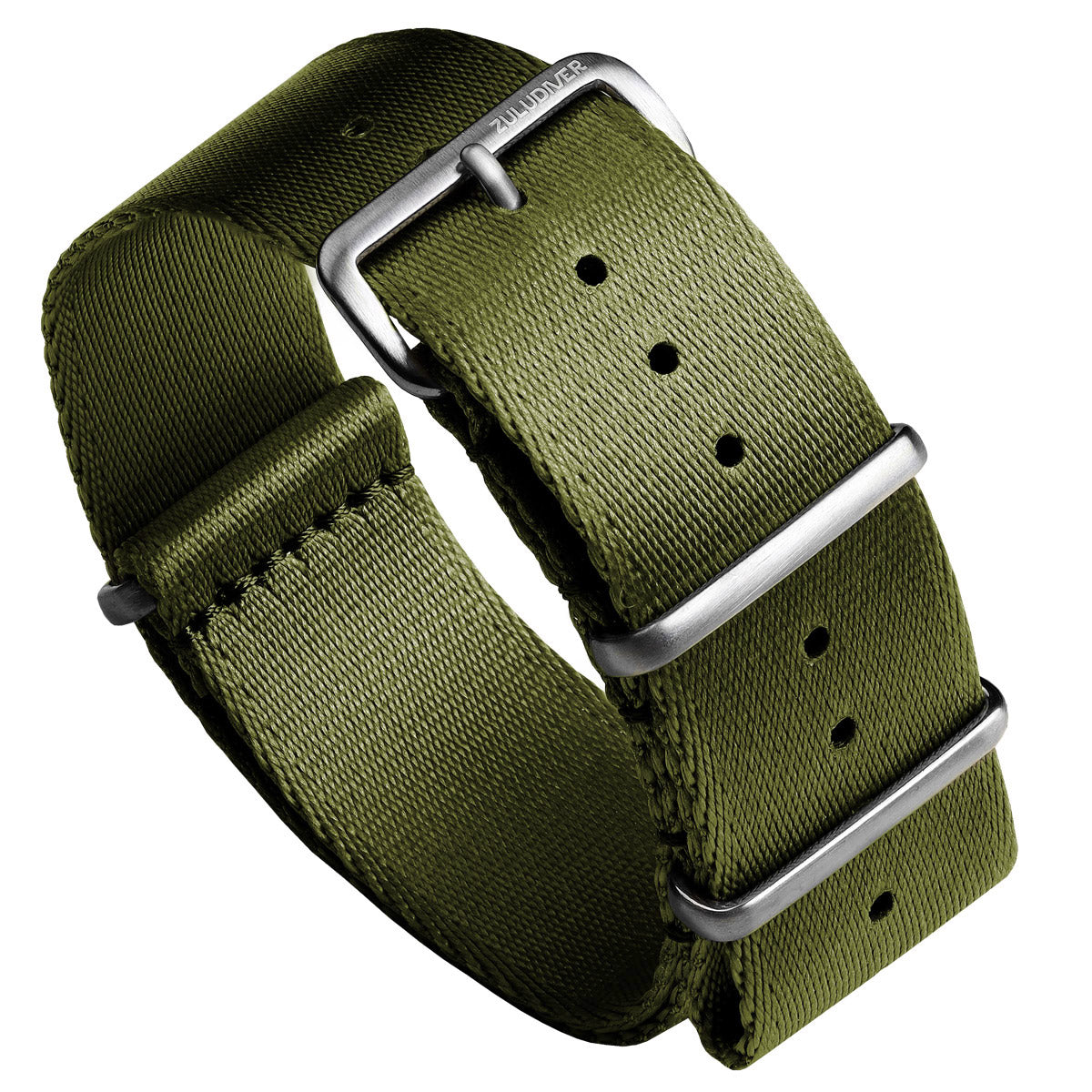 Omega style NATO Watch Straps, nylon seat belt, green colours, white background image