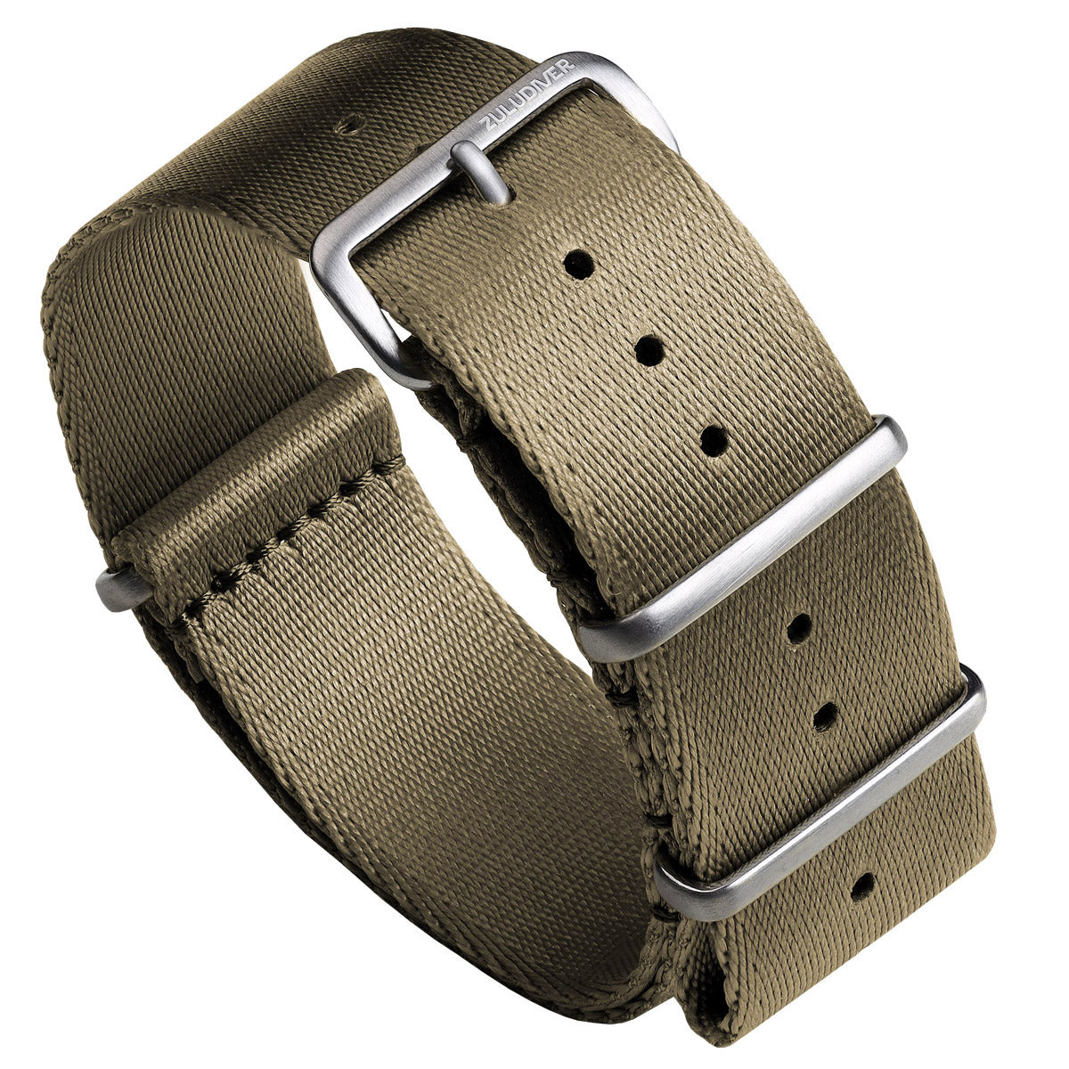 Omega style NATO Watch Straps, nylon seat belt, desert sand colours, white background image
