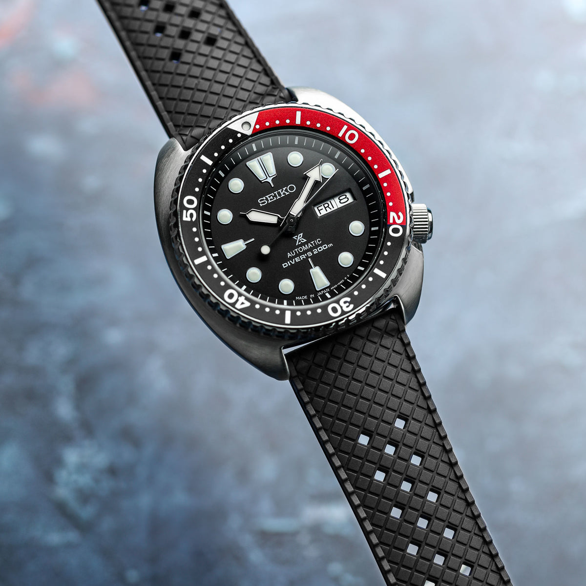 Tropical Ocean FKM Fluoro Rubber Watch Strap - Black