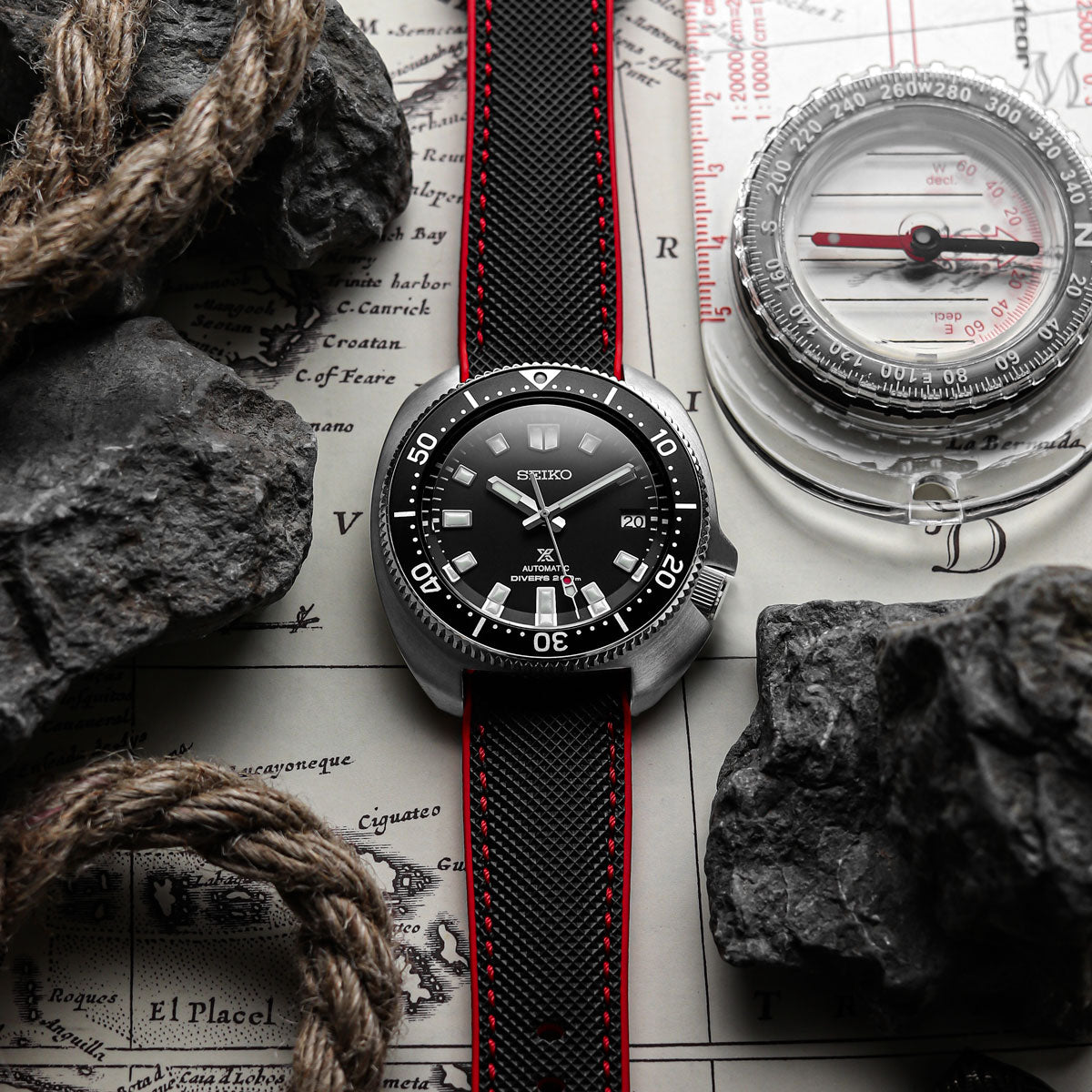 ANVIL FKM Rubber Watch Strap - Black / Red - additional image 3