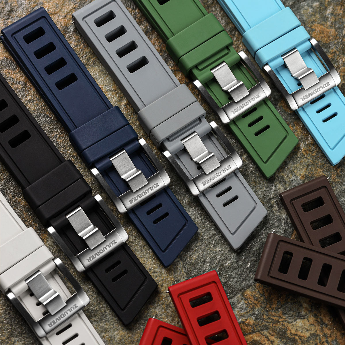 RigMaster Diver FKM Rubber Watch Strap Coffee ZULUDIVER