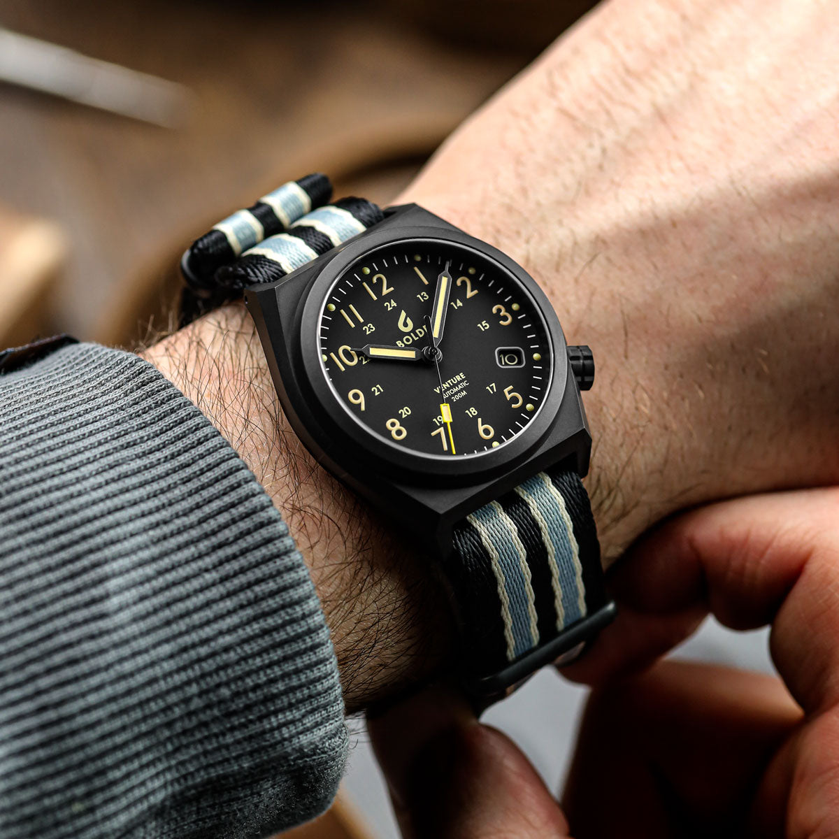 1973 British Military Watch Strap: ARMOURED - No Time Bond, IP Black - additional image 2