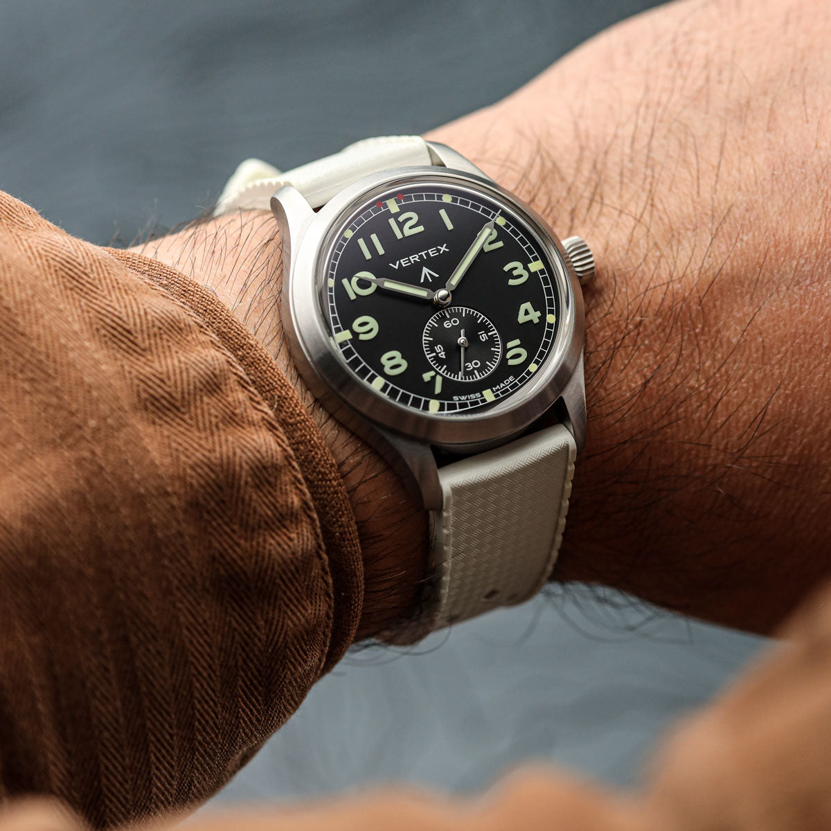 AquaWave Rubber Watch Strap (MKII) -  Vintage White + Lume