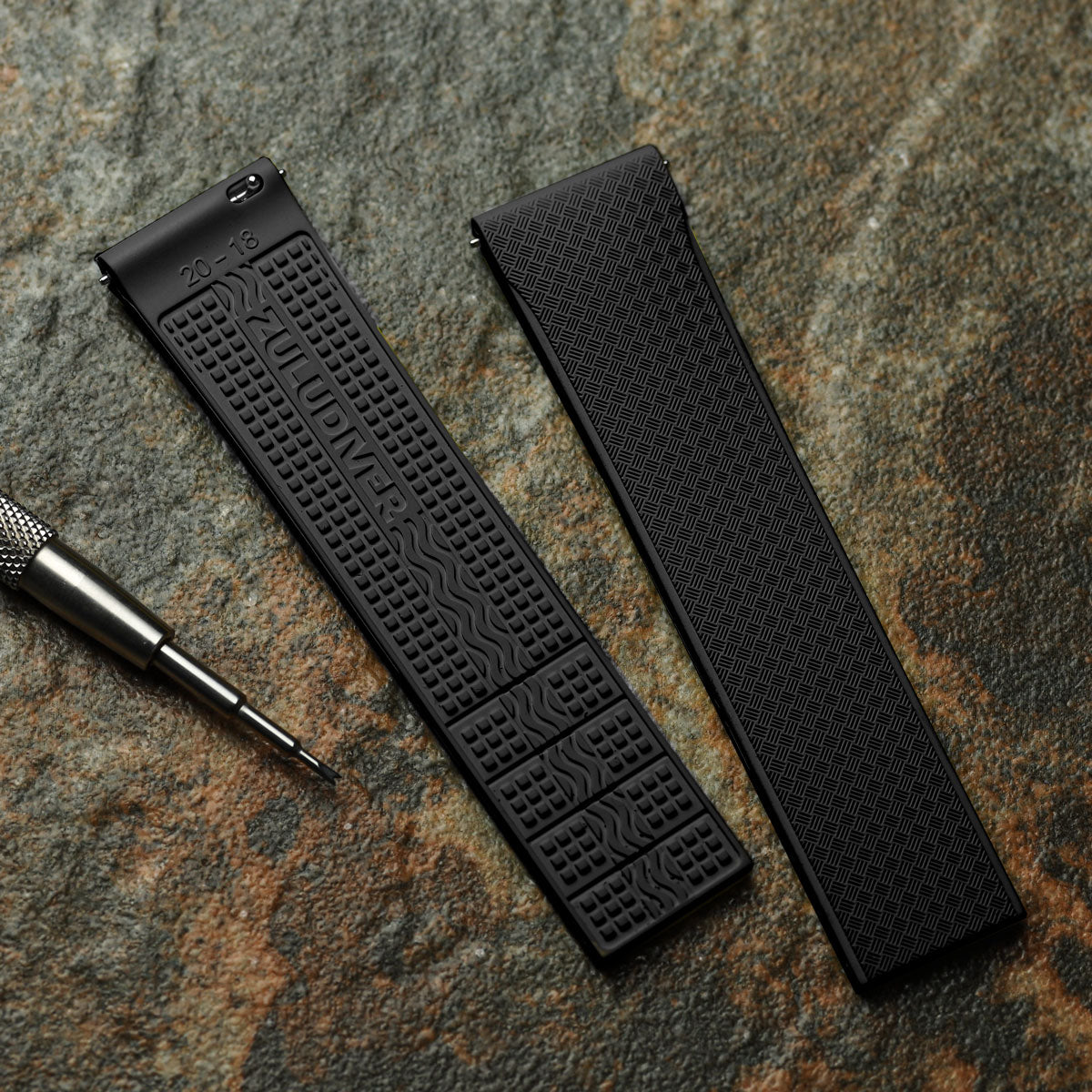 Tsunami MK2 Rubber Deployant Watch Strap - Abyss Black
