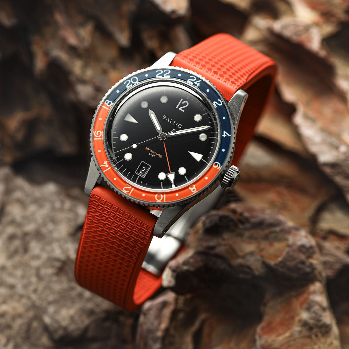 Tsunami MK2 Rubber Deployant Watch Strap - Sunset Orange