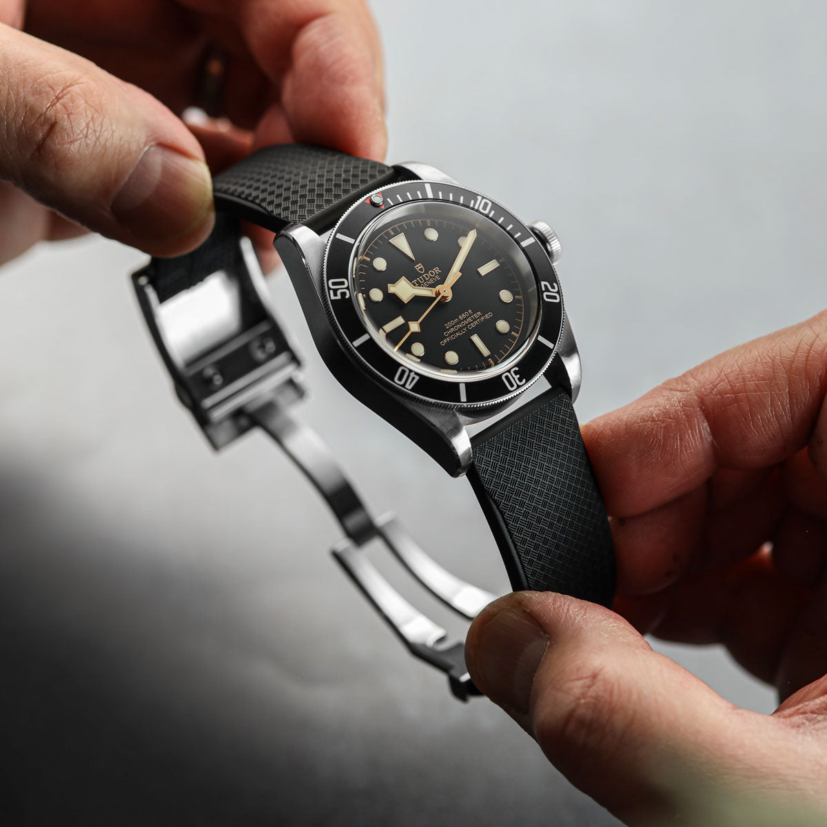 Tsunami MK2 Rubber Deployant Watch Strap - Vintage White + Lume