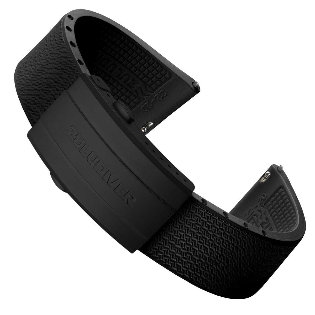 Tsunami MK2 Rubber Deployant Watch Strap - Abyss Black