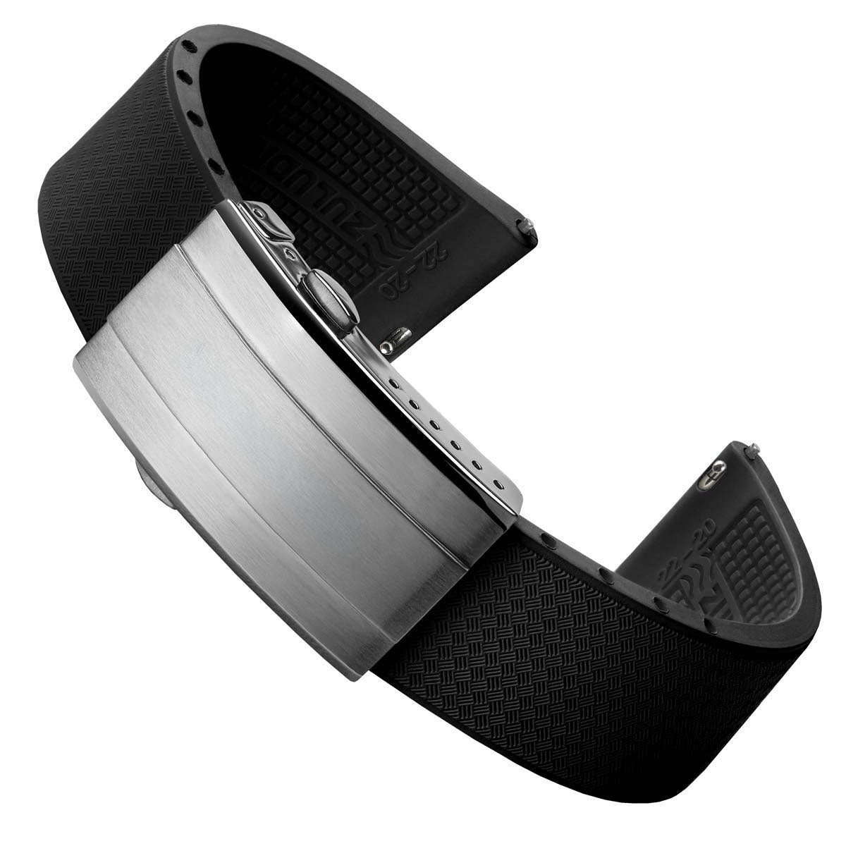 Tsunami MK2 Rubber Deployant Watch Strap - Abyss Black