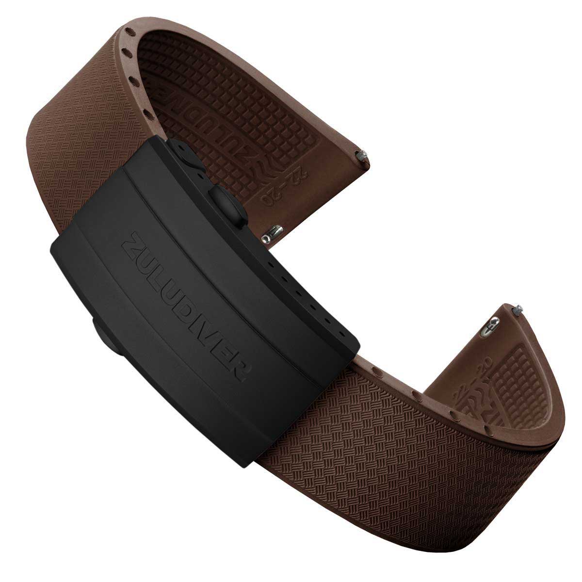 Tsunami MK2 Rubber Deployant Watch Strap - Harbour Brown - ZULUDIVER