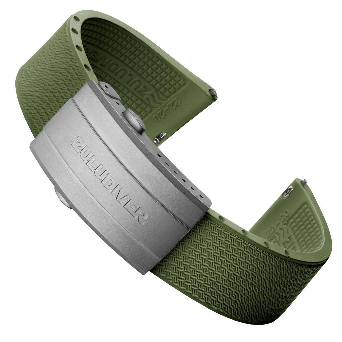 バルクオム Tsunami MK2 Rubber Deployant Watch Strap - Lagoon Green - ZULUDIVER