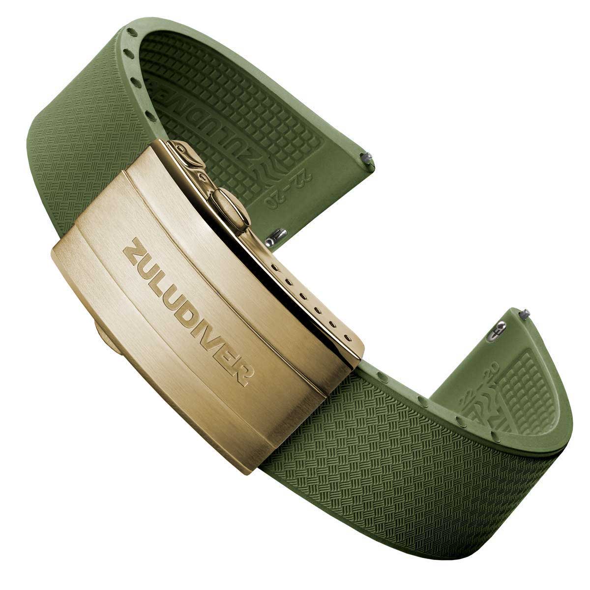 Tsunami MK2 Rubber Deployant Watch Strap - Lagoon Green - ZULUDIVER