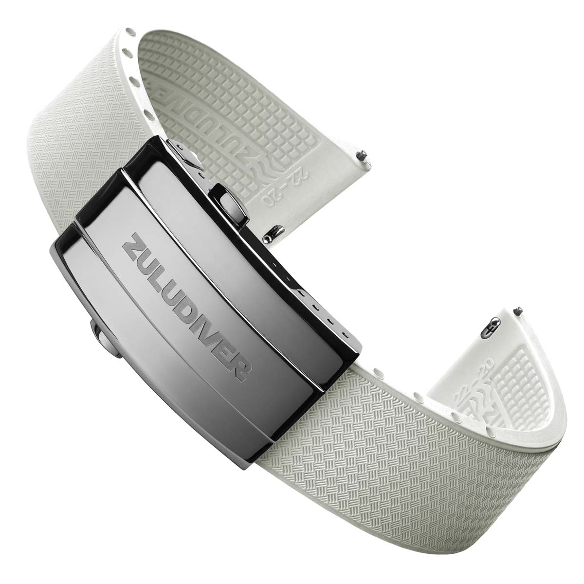 Tsunami MK2 Rubber Deployant Watch Strap - Vintage White + Lume