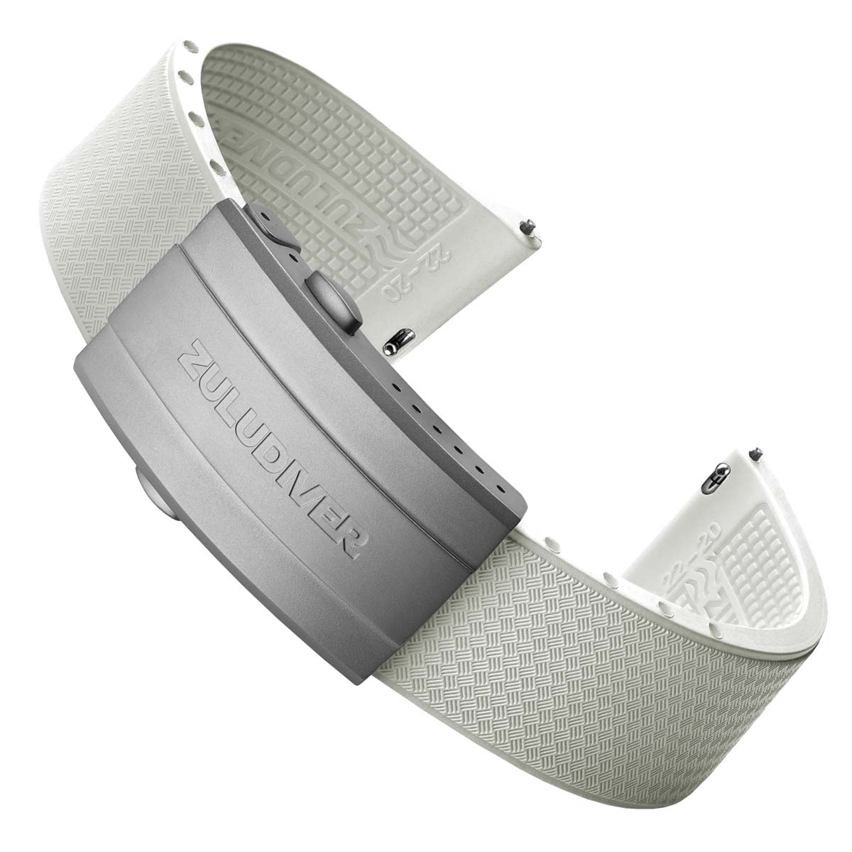 Tsunami MK2 Rubber Deployant Watch Strap - Vintage White + Lume