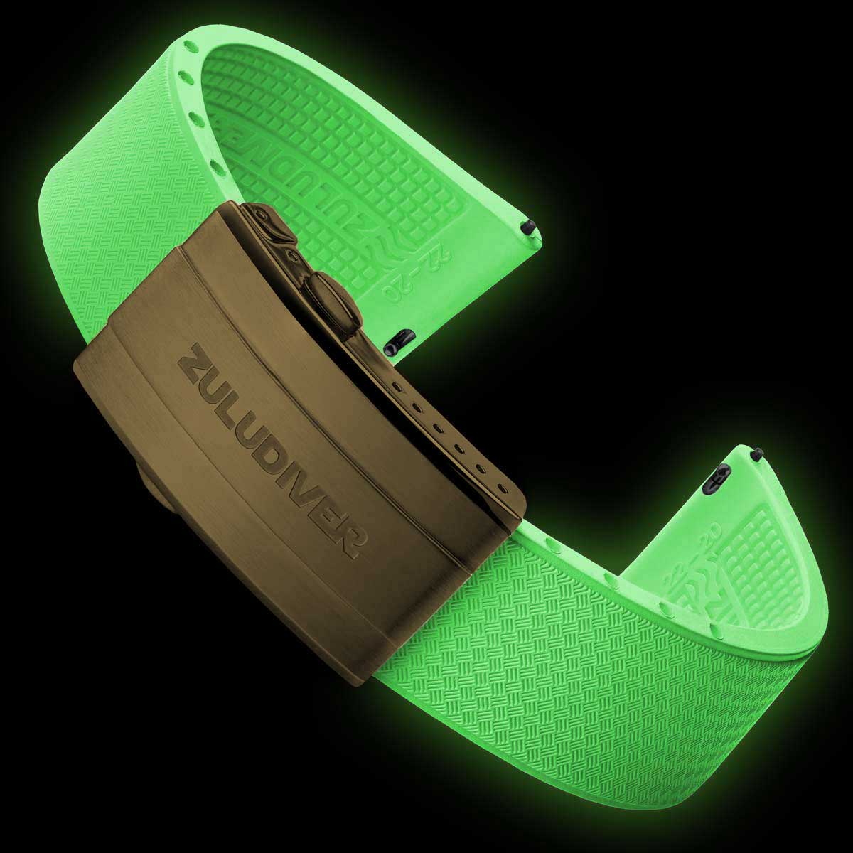 Tsunami MK2 Rubber Deployant Watch Strap - Vintage White + Lume