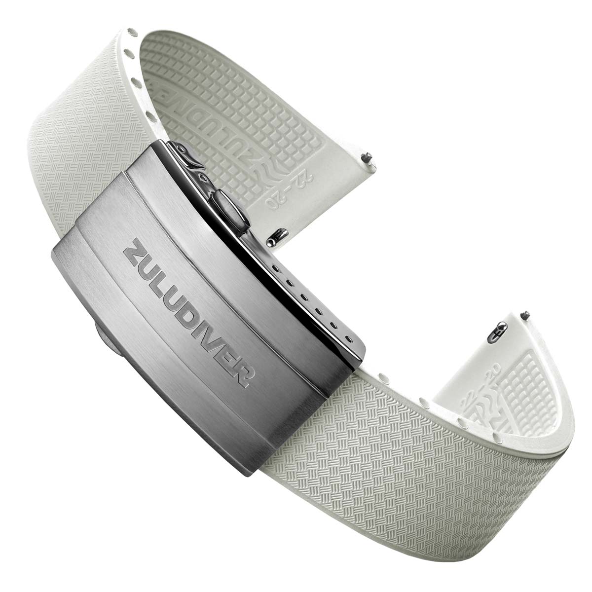 Tsunami MK2 Rubber Deployant Watch Strap - Vintage White + Lume